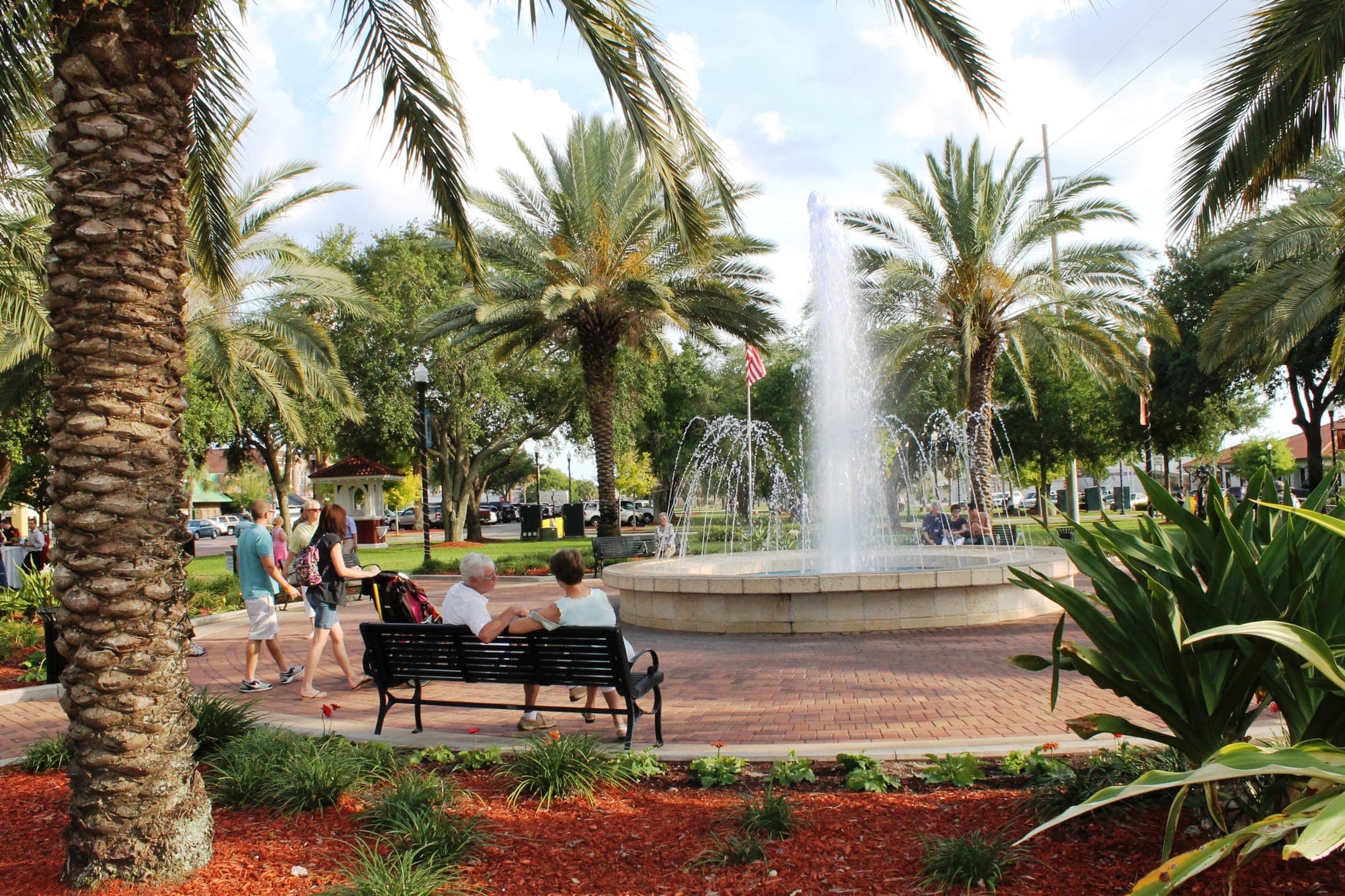 Fountains along Fountain Walk in downtown Winter Haven