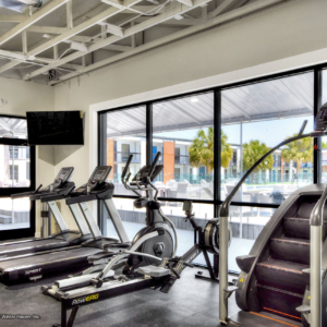 a room with exercise equipment